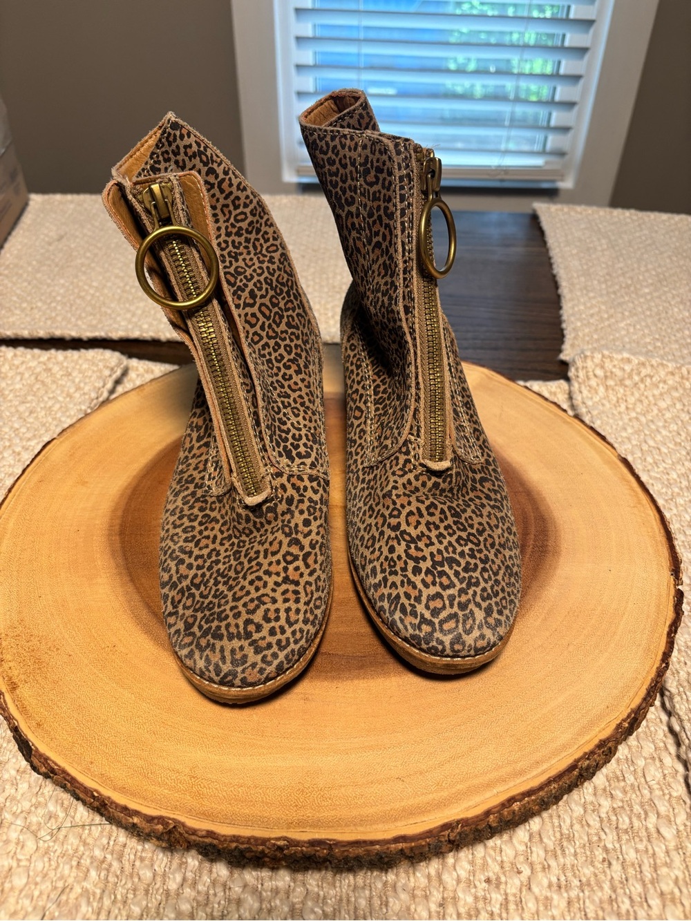 Lucky Brand Leopard-Print Front Zip Ankle Booties - Tan/Brown